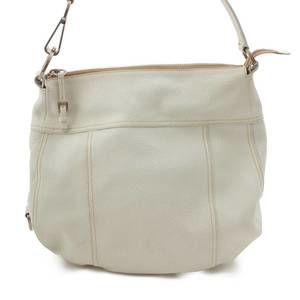Prada Double Stitch Leather Handbag One Shoulder Bag White